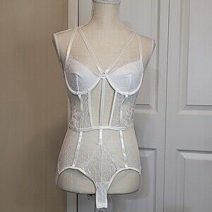 Lace White Lingerie Cutout Body Suit Small